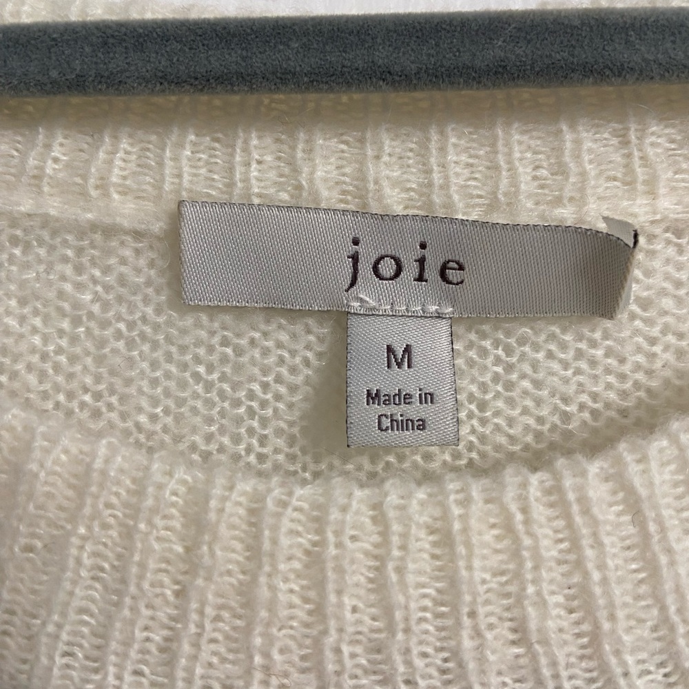 Joie Sweater Size Medium Wool Alpaca Blend Cream Striped Crew Neck - Picture 2 of 7